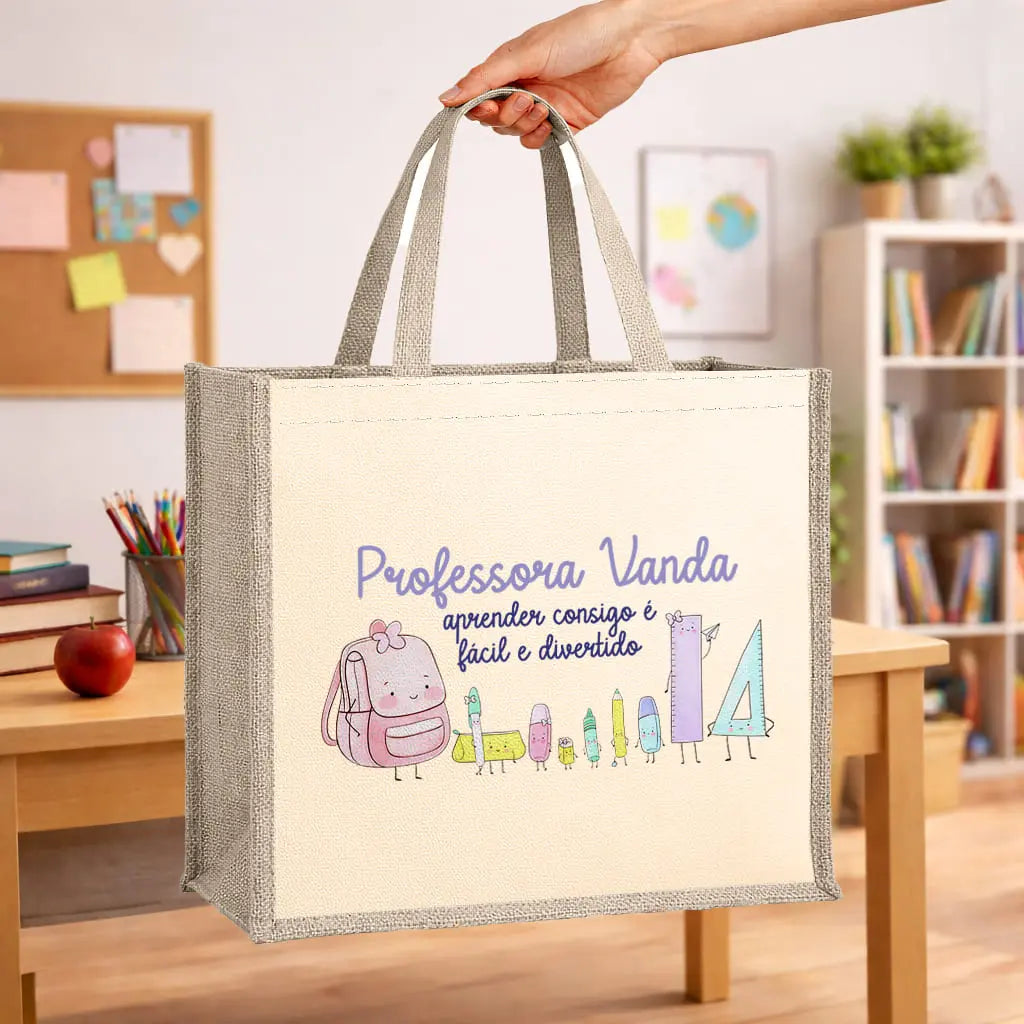 saco professora personalizado com nome