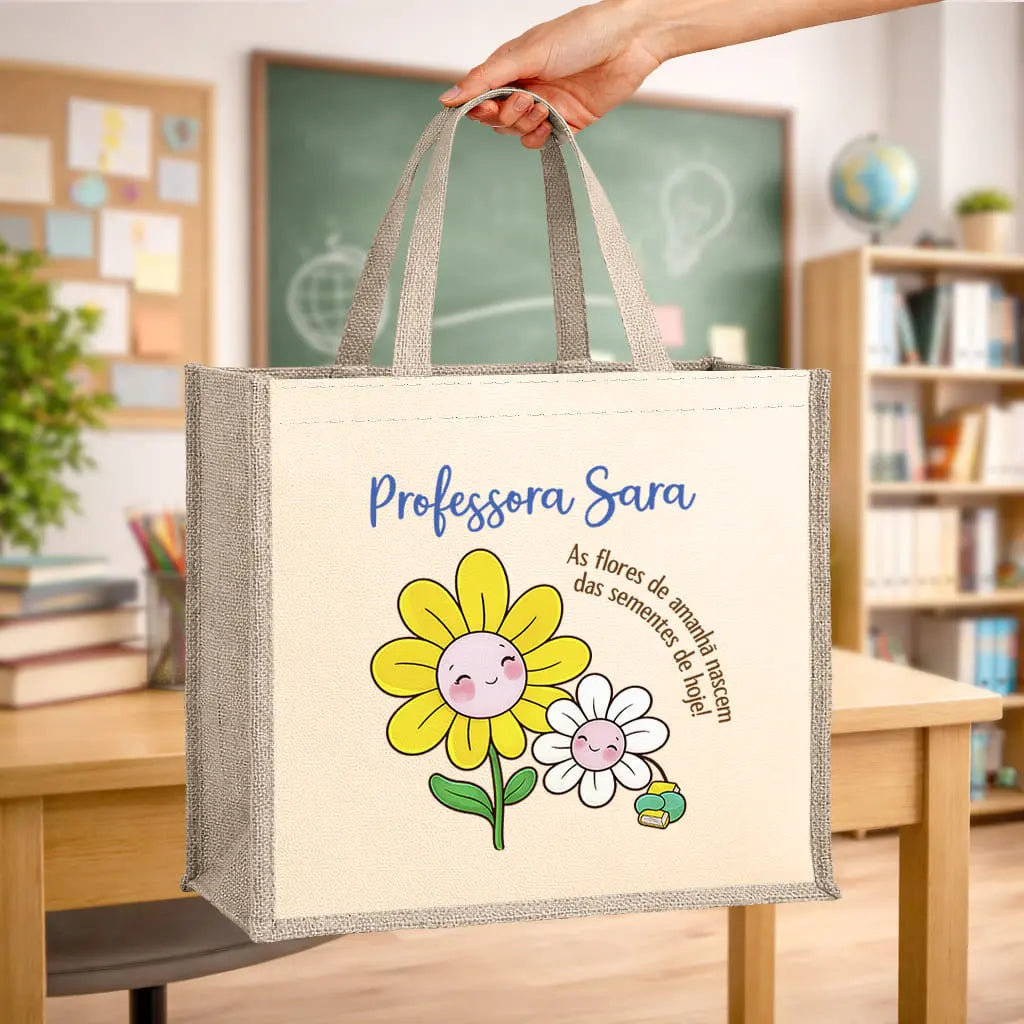 saco professora personalizado com nome