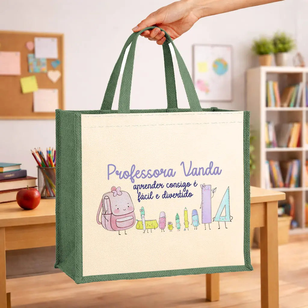 saco professora personalizado com nome
