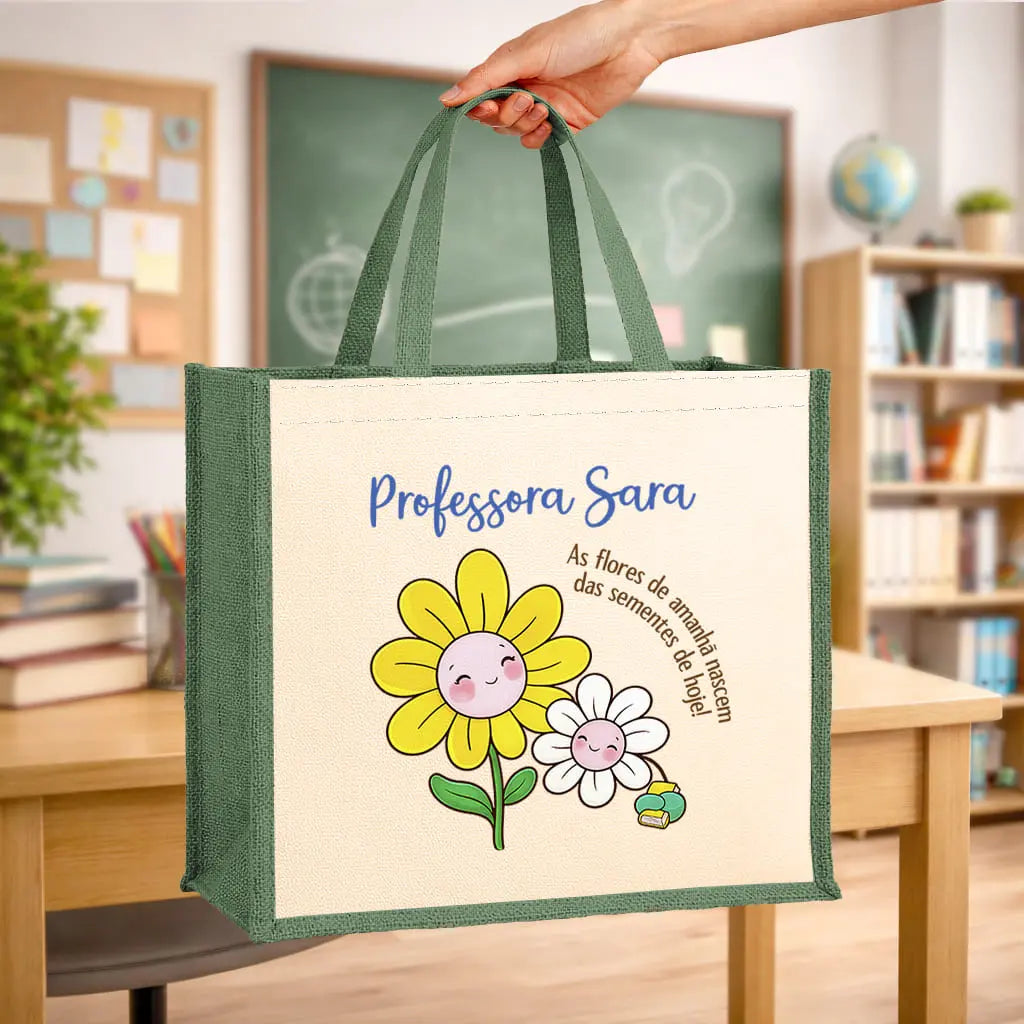 saco professora personalizado com nome