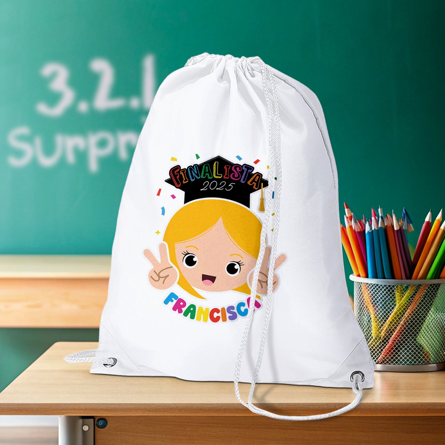 sacola finalista personalizada com nome e ano