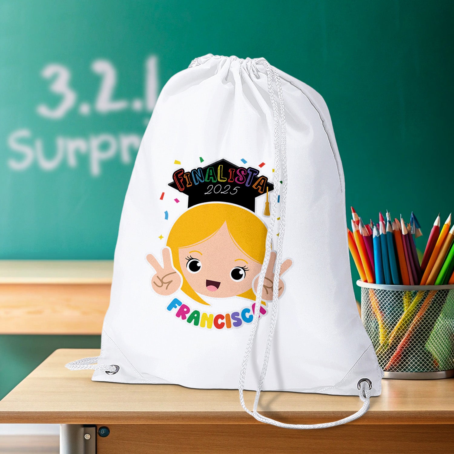 sacola finalista personalizada com nome e ano