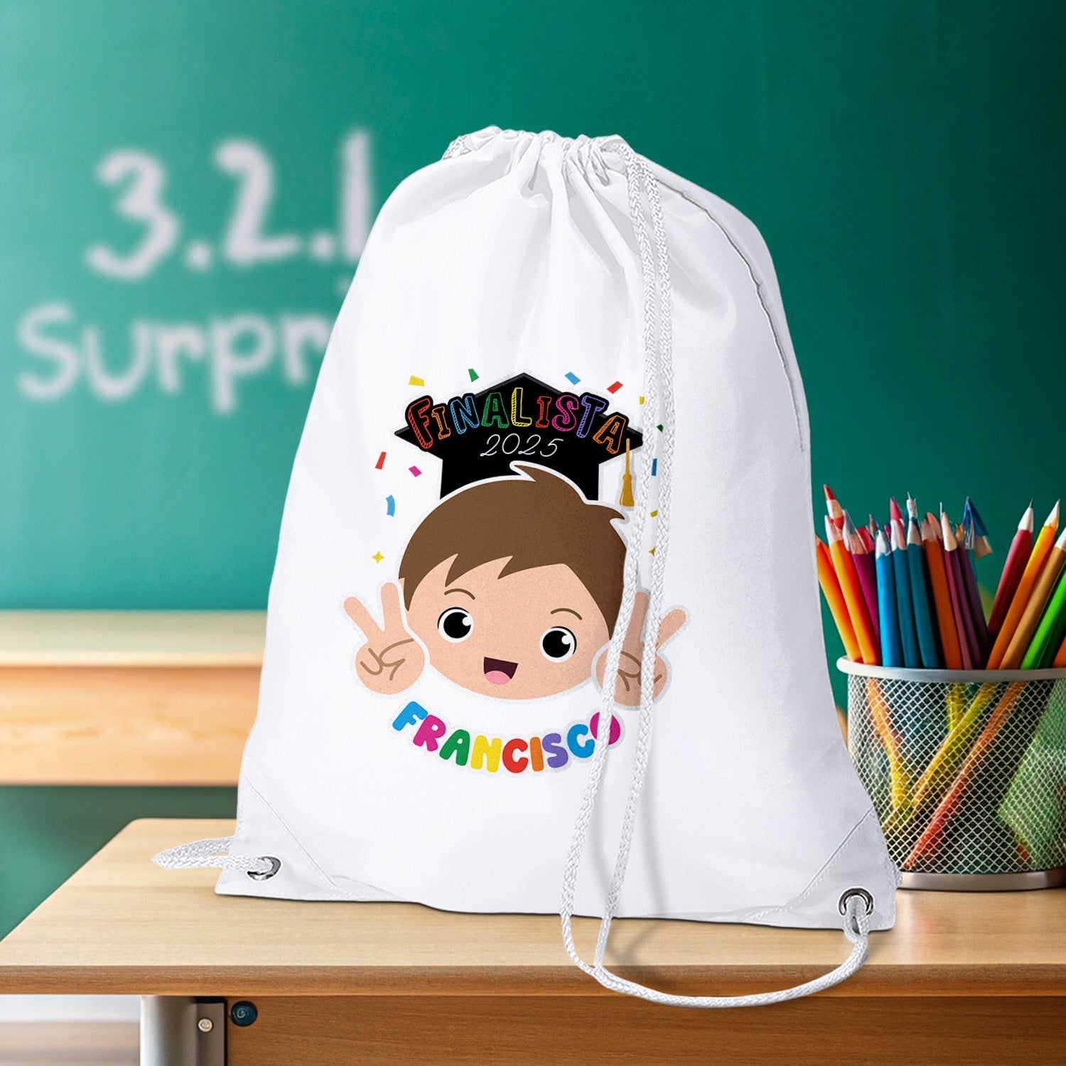 sacola finalista personalizada com nome e ano