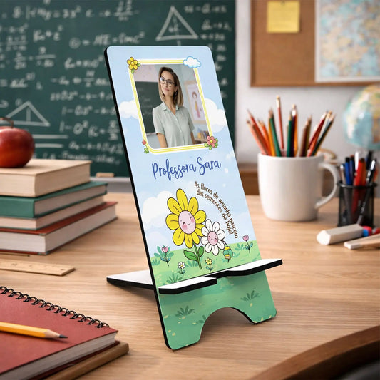suporte de telemóvel professora personalizado com fotografia e nome
