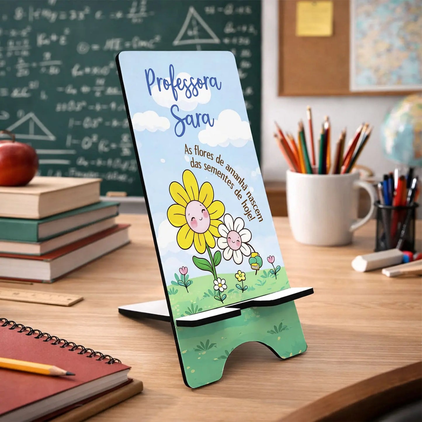 suporte de telemóvel professora personalizado com nome