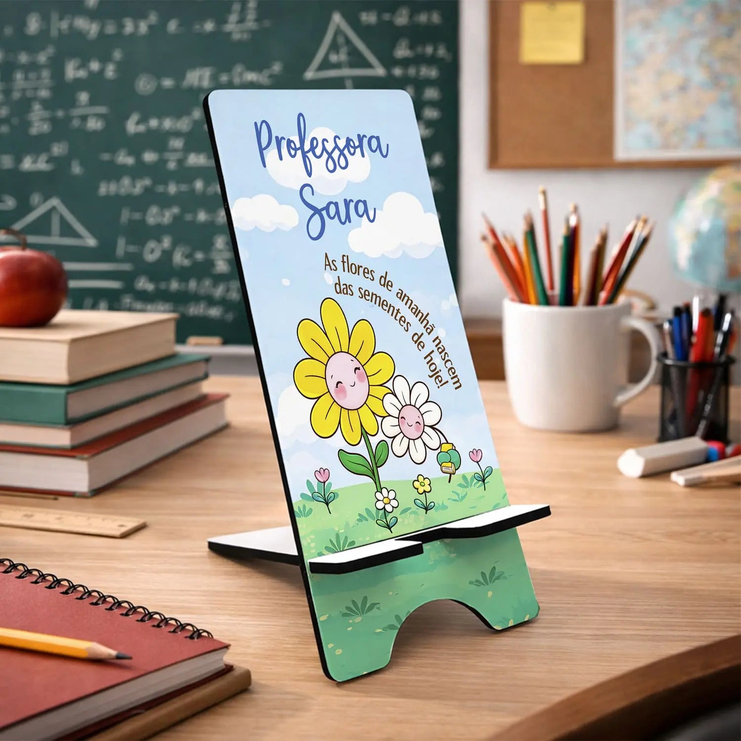 suporte de telemóvel professora personalizado com nome
