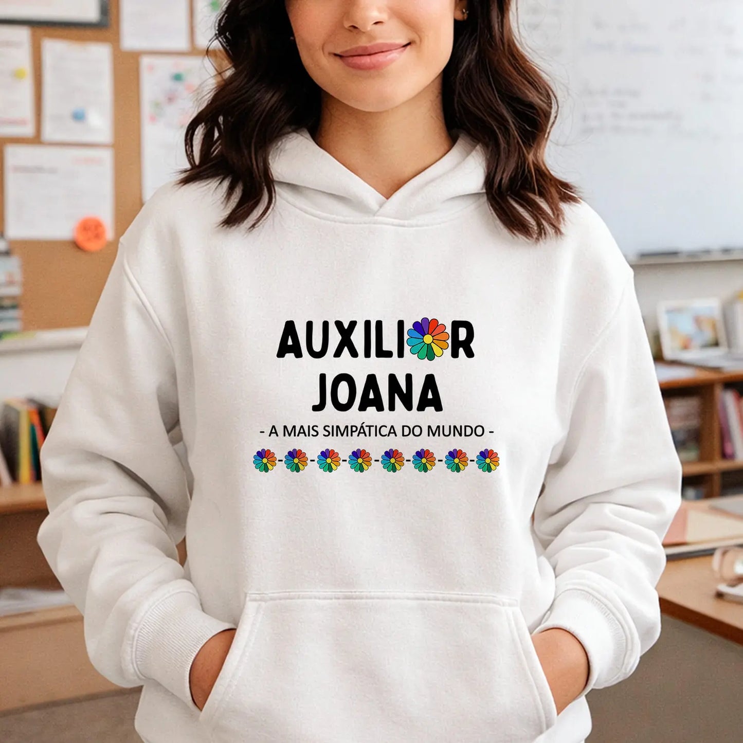sweatshirt auxiliar personalizada com nome e frase