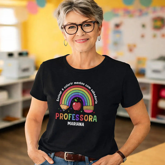 t shirt professora personalizada com nome e frase