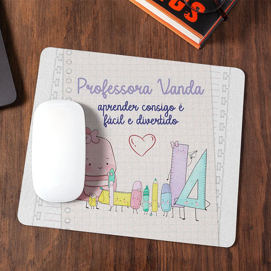 tapete de rato professora personalizado com nome
