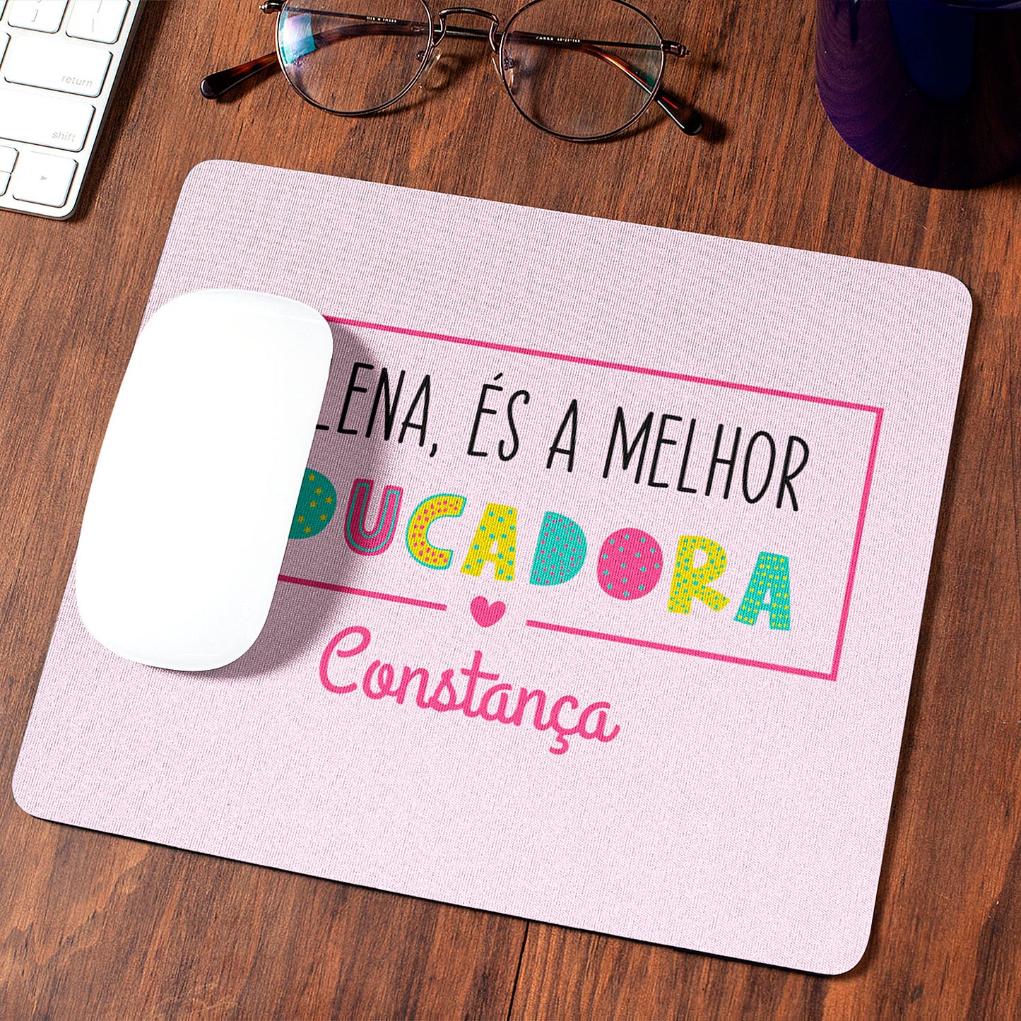 tapete de rato professora personalizado com nome