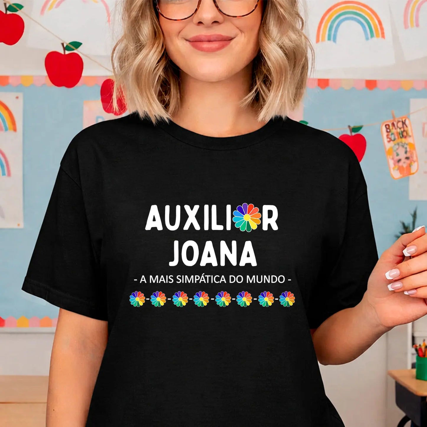 t shirt auxiliar personalizada com nome e frase