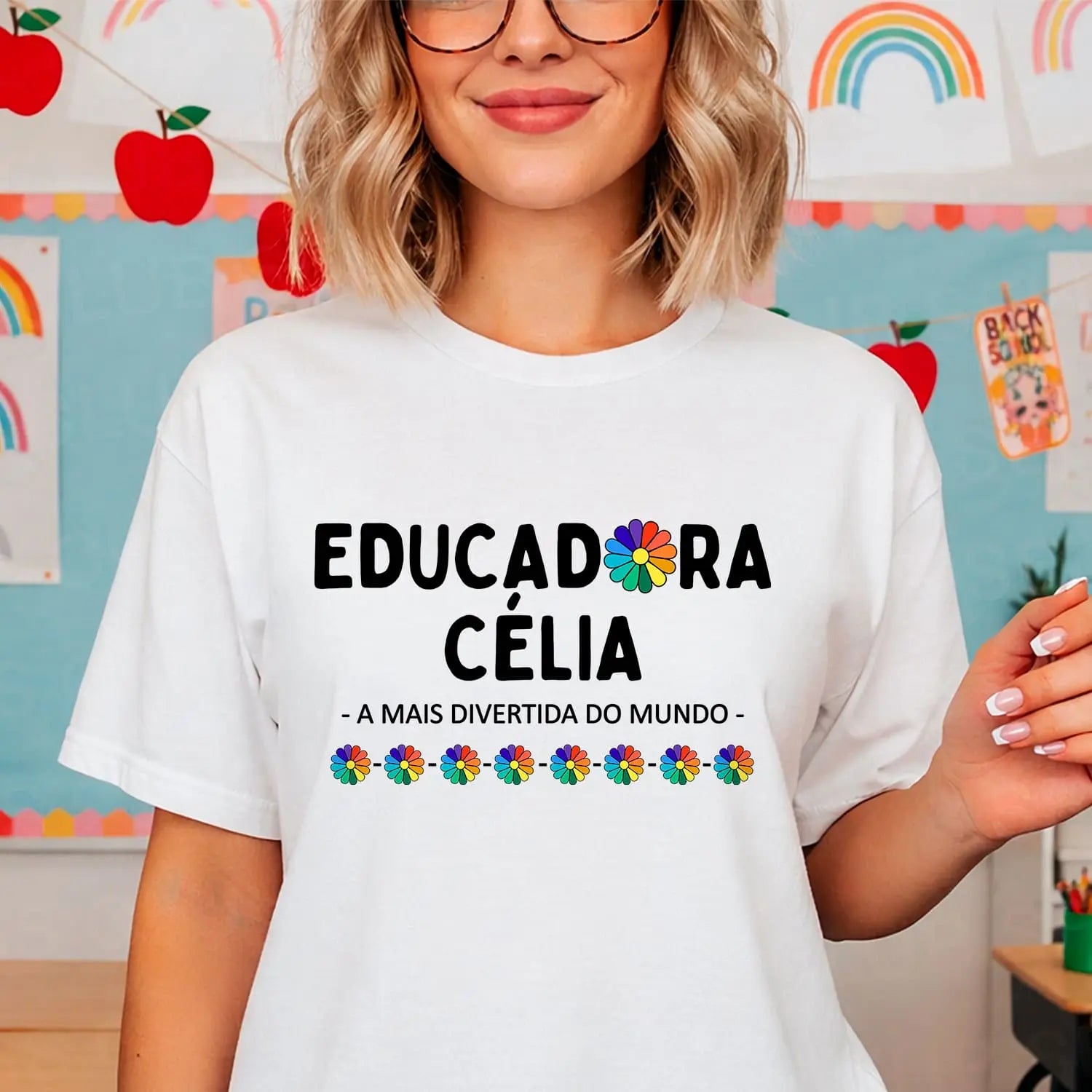 t shirt educadora personalizada com nome e frase