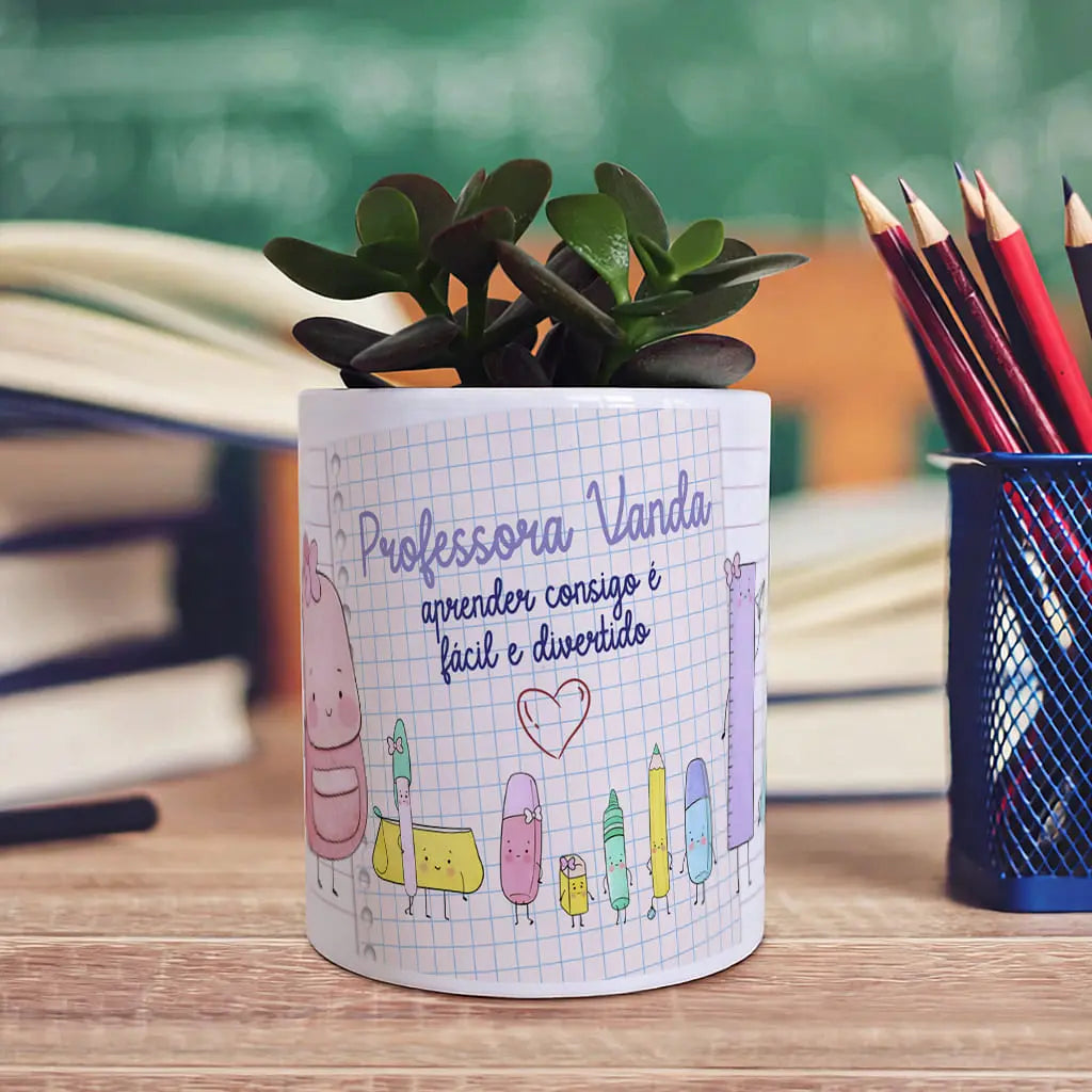 vaso professora personalizado com nome