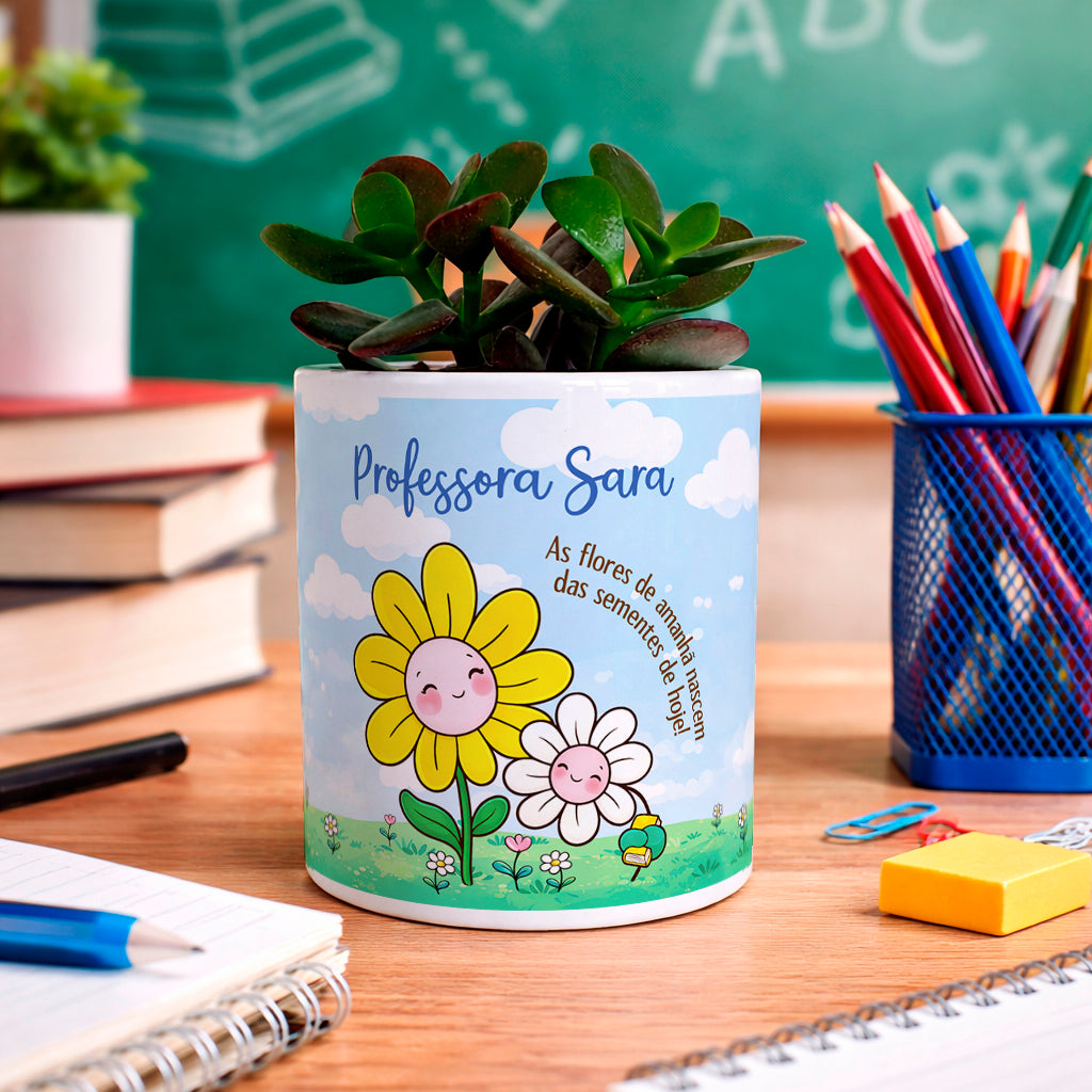 vaso professora personalizado com nome