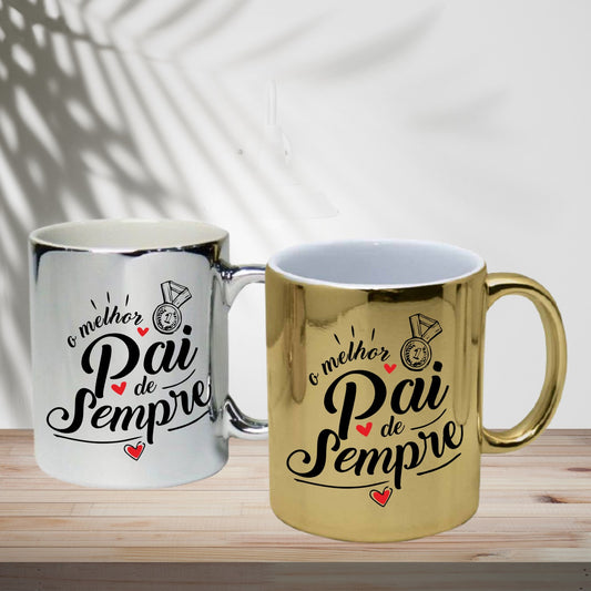 Caneca cromada "O melhor pai de sempre"