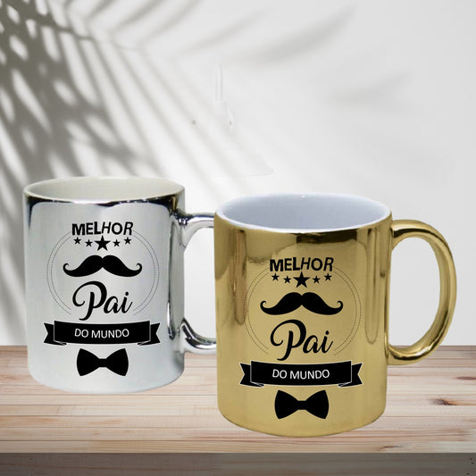 Caneca cromada "Pai mustache"