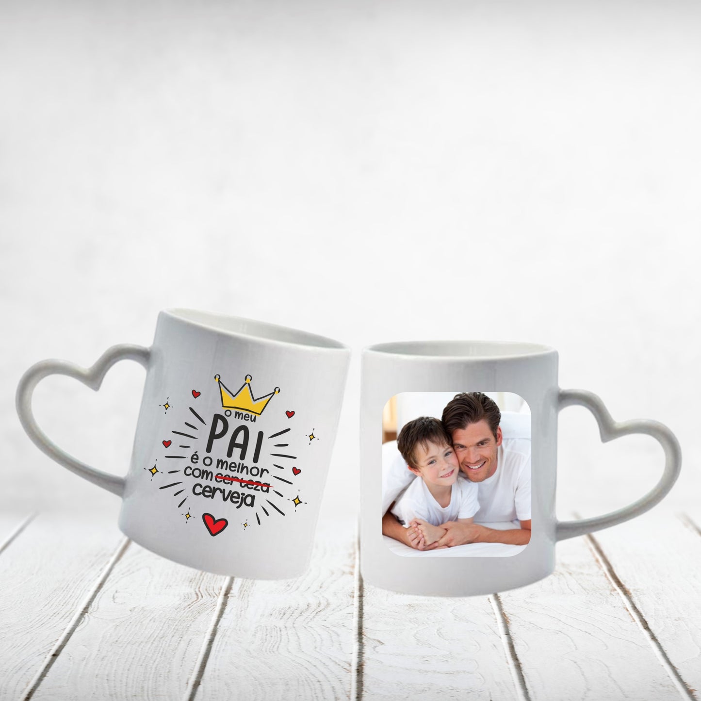 Caneca pega coração "O meu pai é o melhor com certeza"