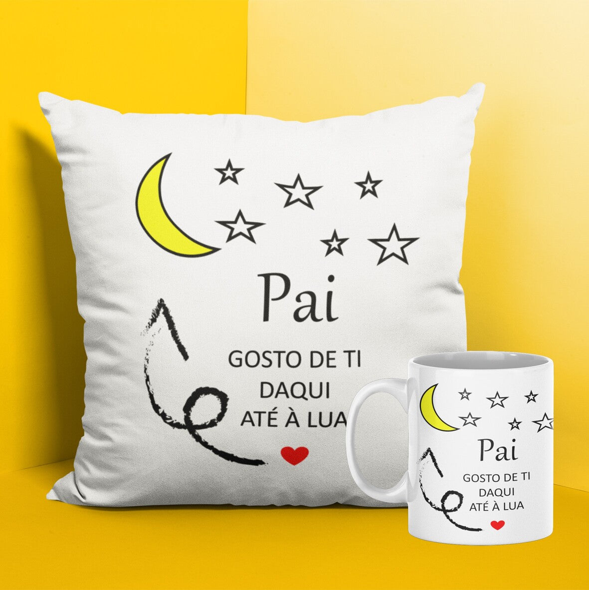 Conjunto "Pai gosto de ti daqui até à lua"