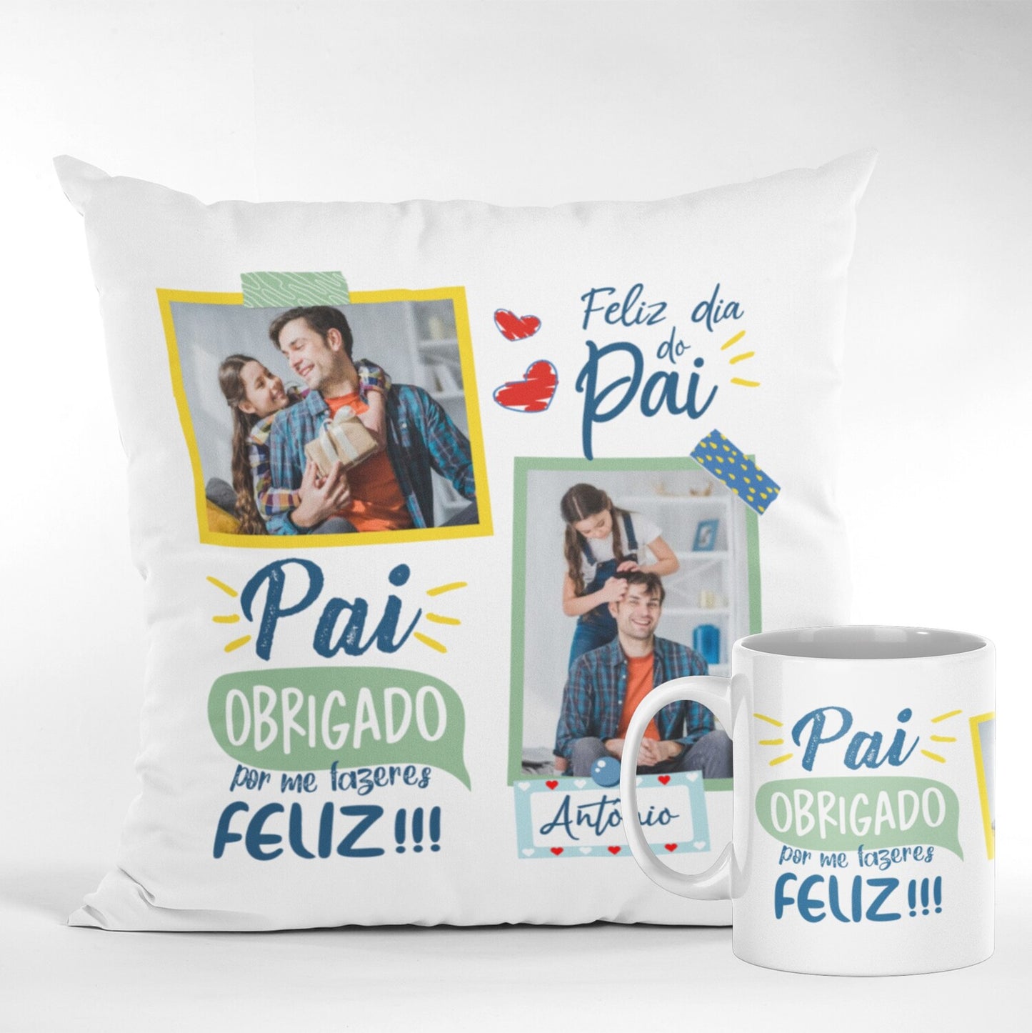 Almofada e/ou Caneca "Obrigado - Feliz dia do pai"