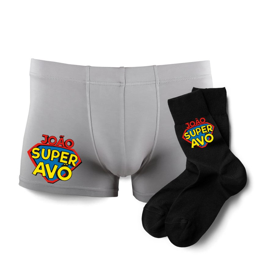 Conjunto Boxer + Meias "Super Avô"