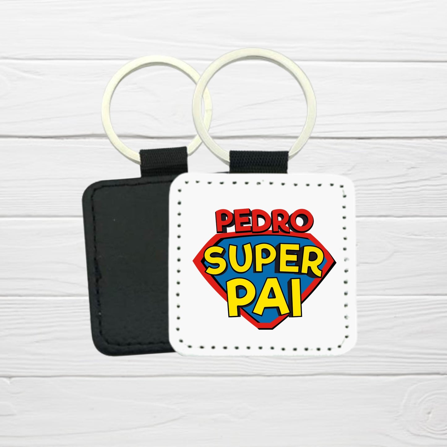 Porta-chaves quadrado "Super Pai"