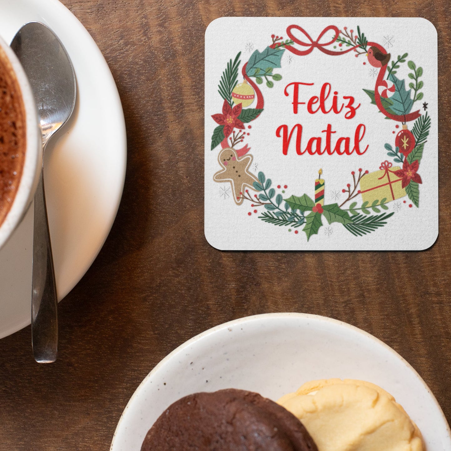 Bases de copos (6 unidades) "Feliz Natal"