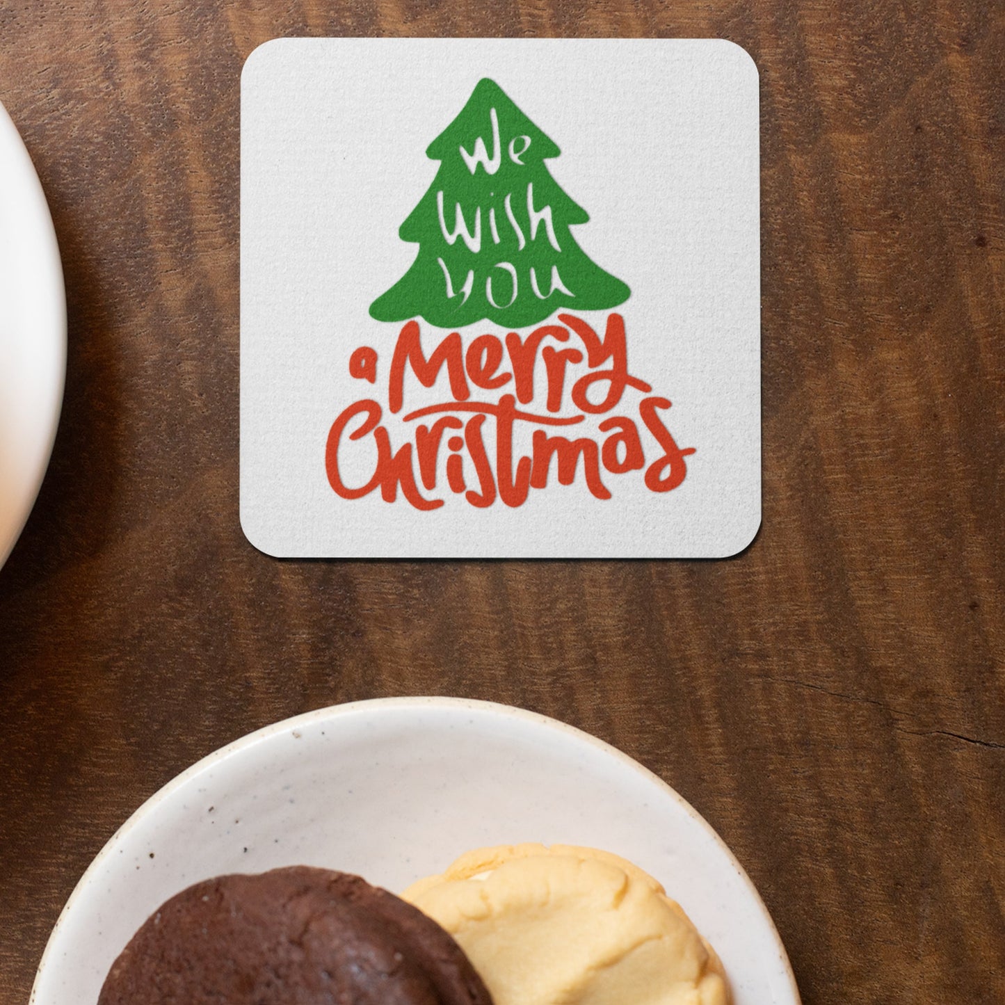 Bases de copos (6 unidades) "We wish you a Merry Christmas"