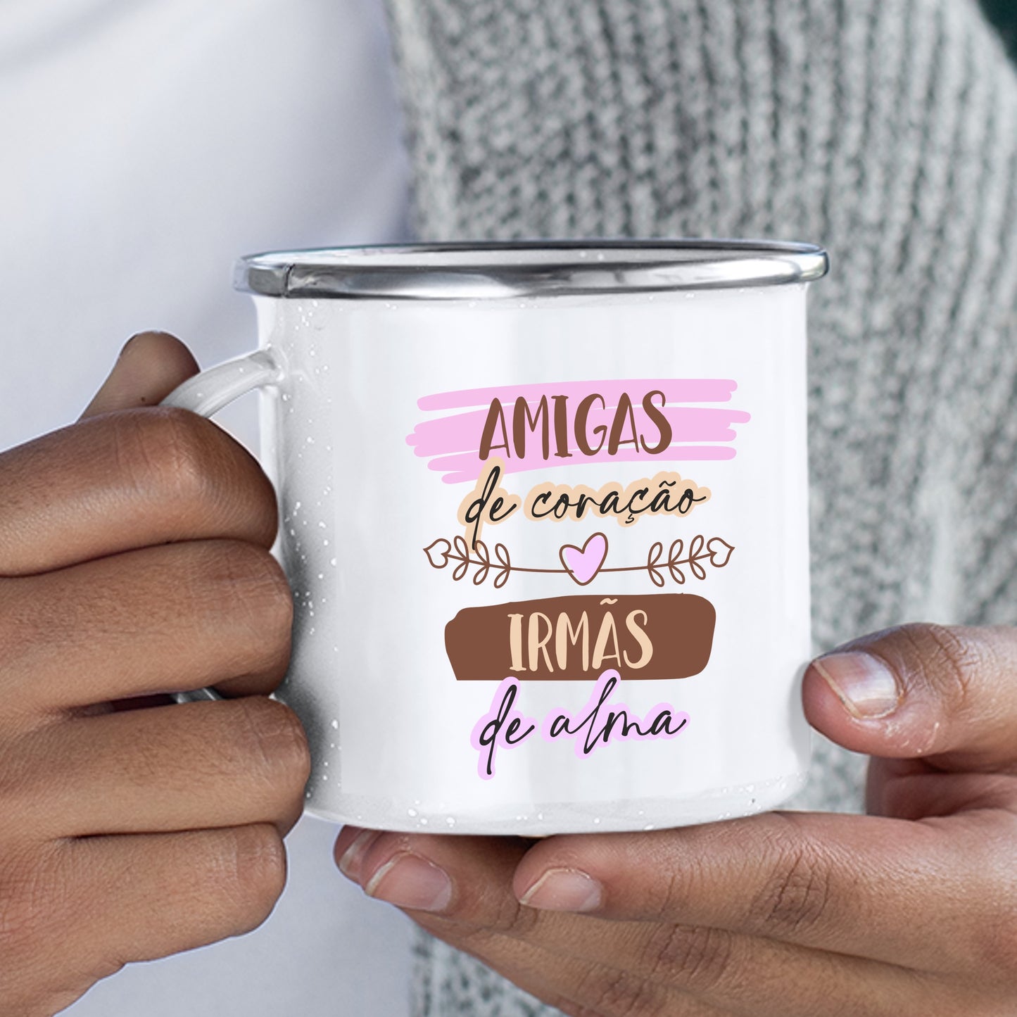 Caneca de Esmalte "Irmãs de alma"