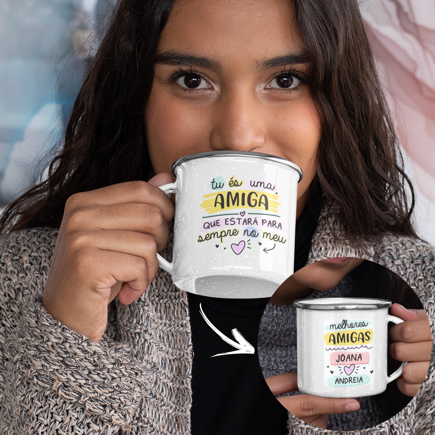 Caneca de Esmalte "Melhores amigas"