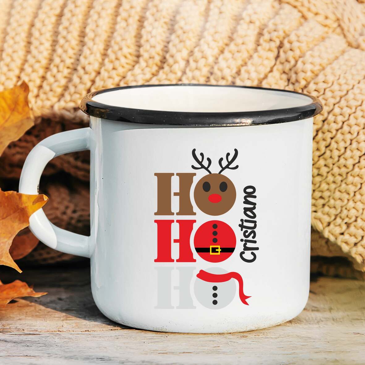 Caneca de Esmalte "Ho-Ho-Ho"