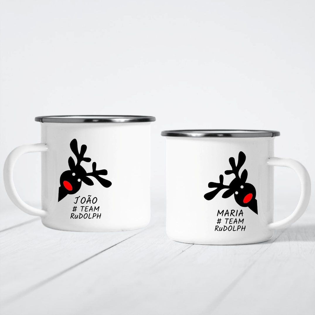 Caneca de Esmalte "Team Rudolph"