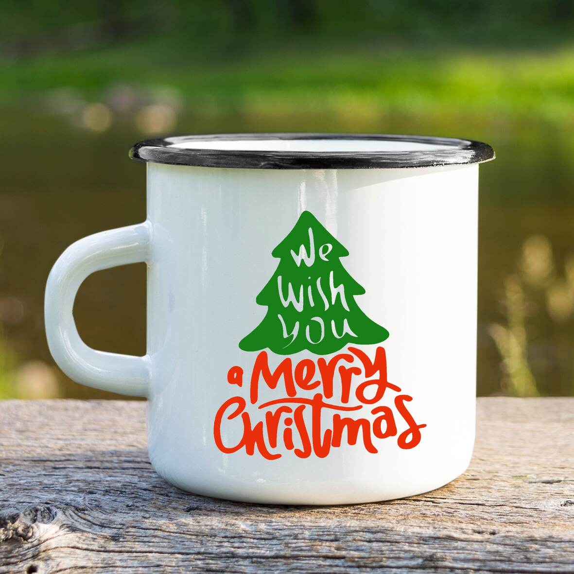 Caneca de Esmalte "We wish you a Merry Christmas"