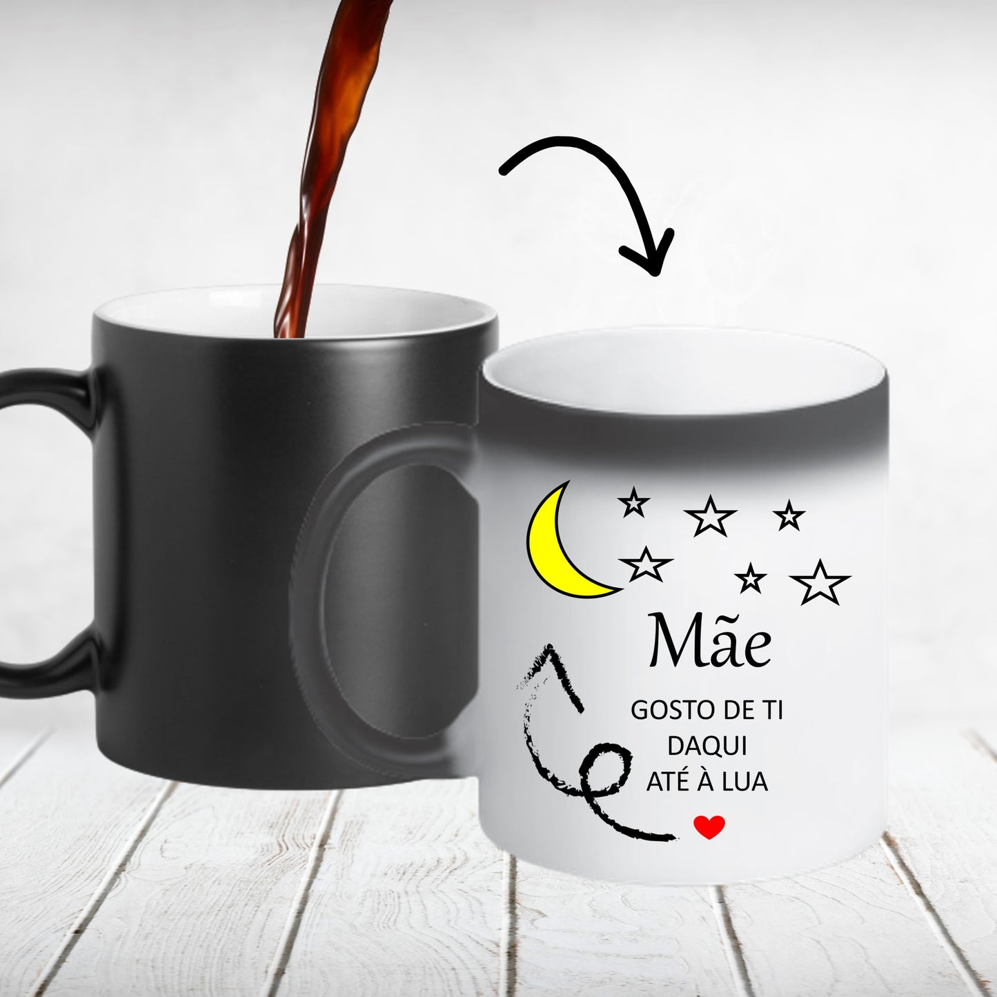 Caneca Mágica "Mãe gosto de ti daqui até à lua"