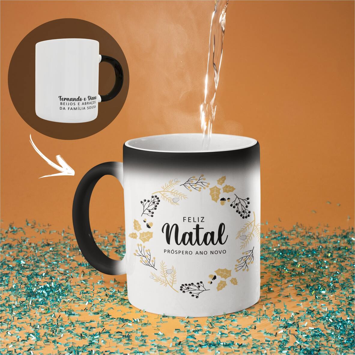 Caneca Mágica "Feliz Natal e Próspero Ano Novo"