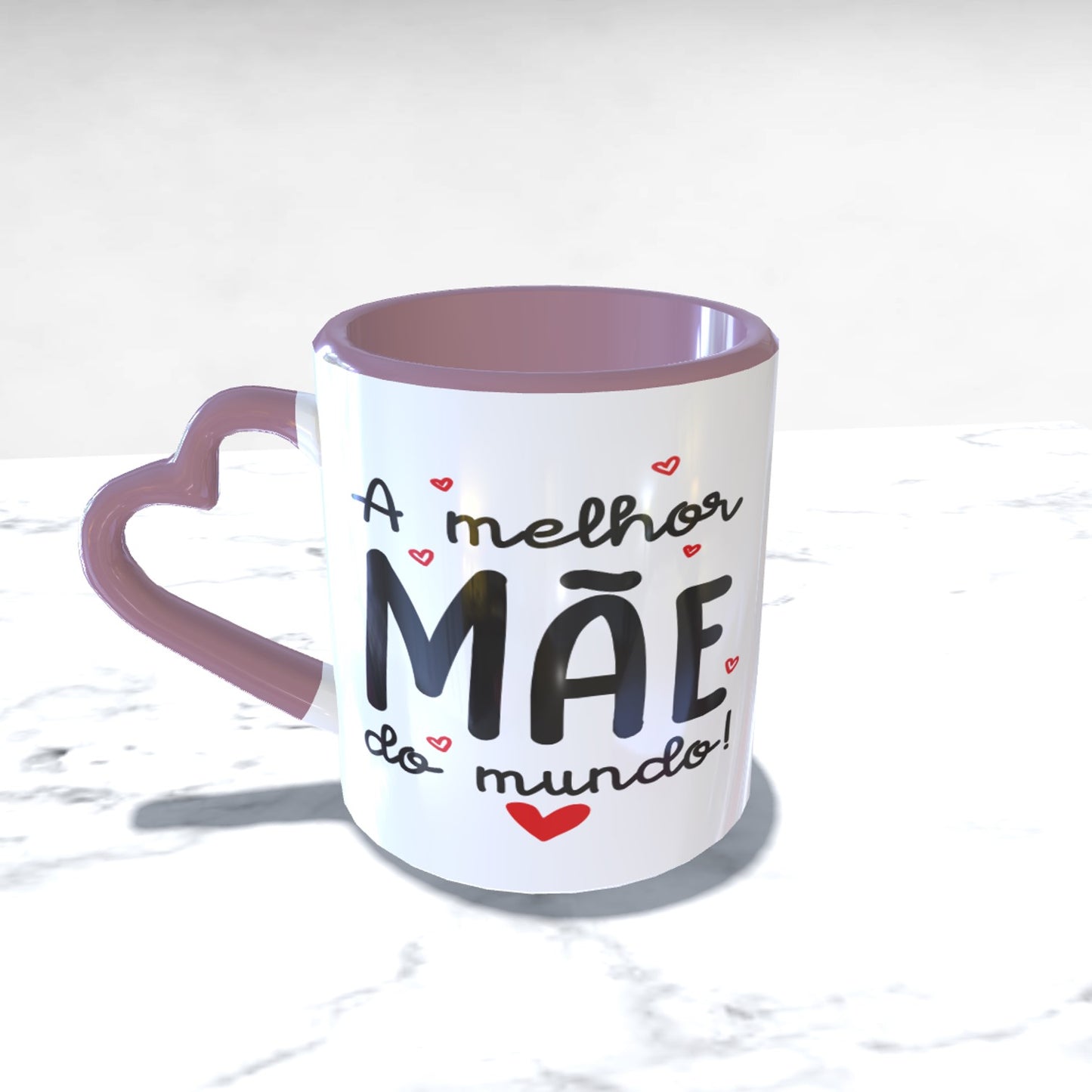 Caneca pega coração rosa "A melhor mãe do mundo"