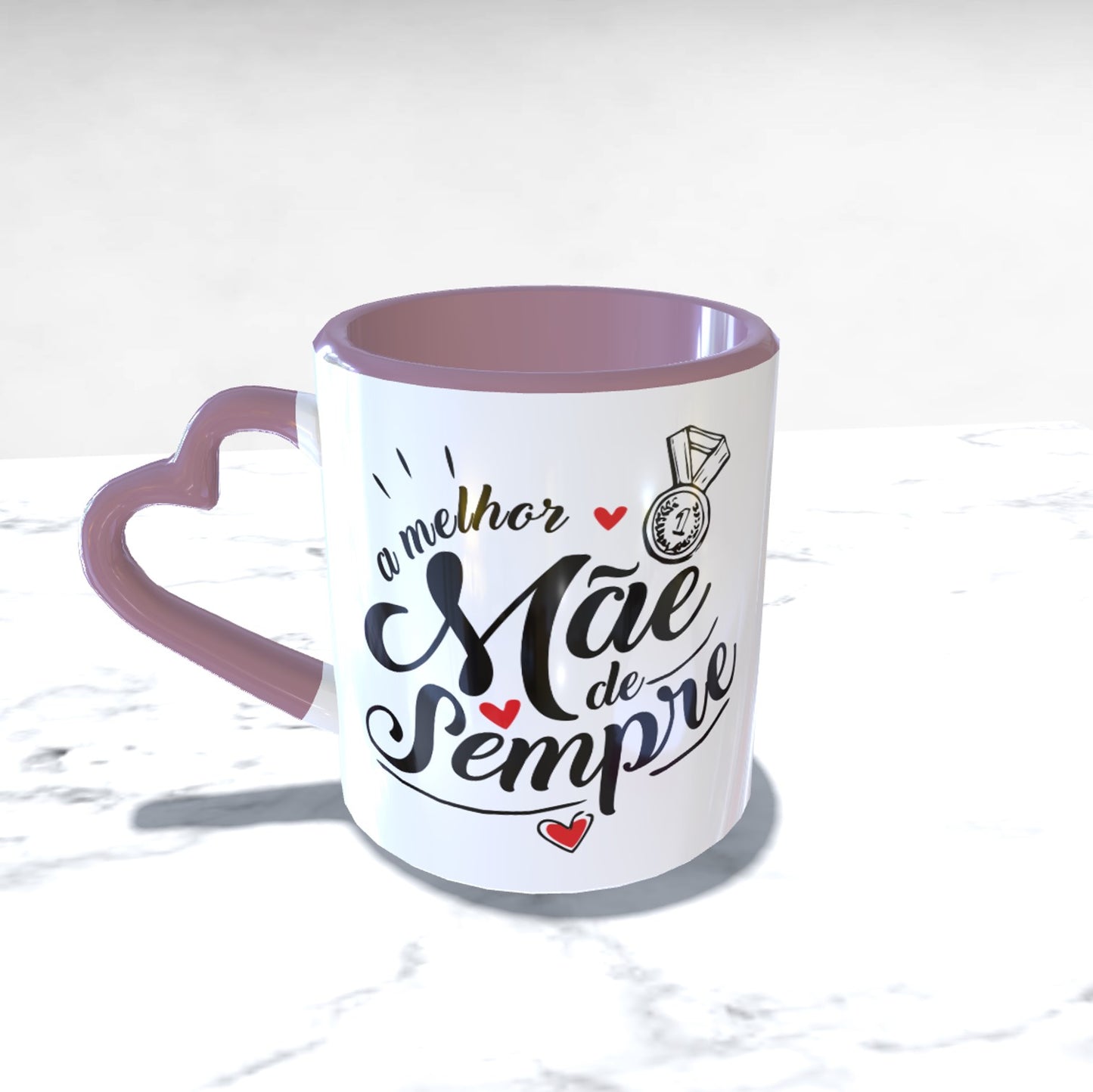 Caneca pega coração rosa "A melhor mãe de sempre"