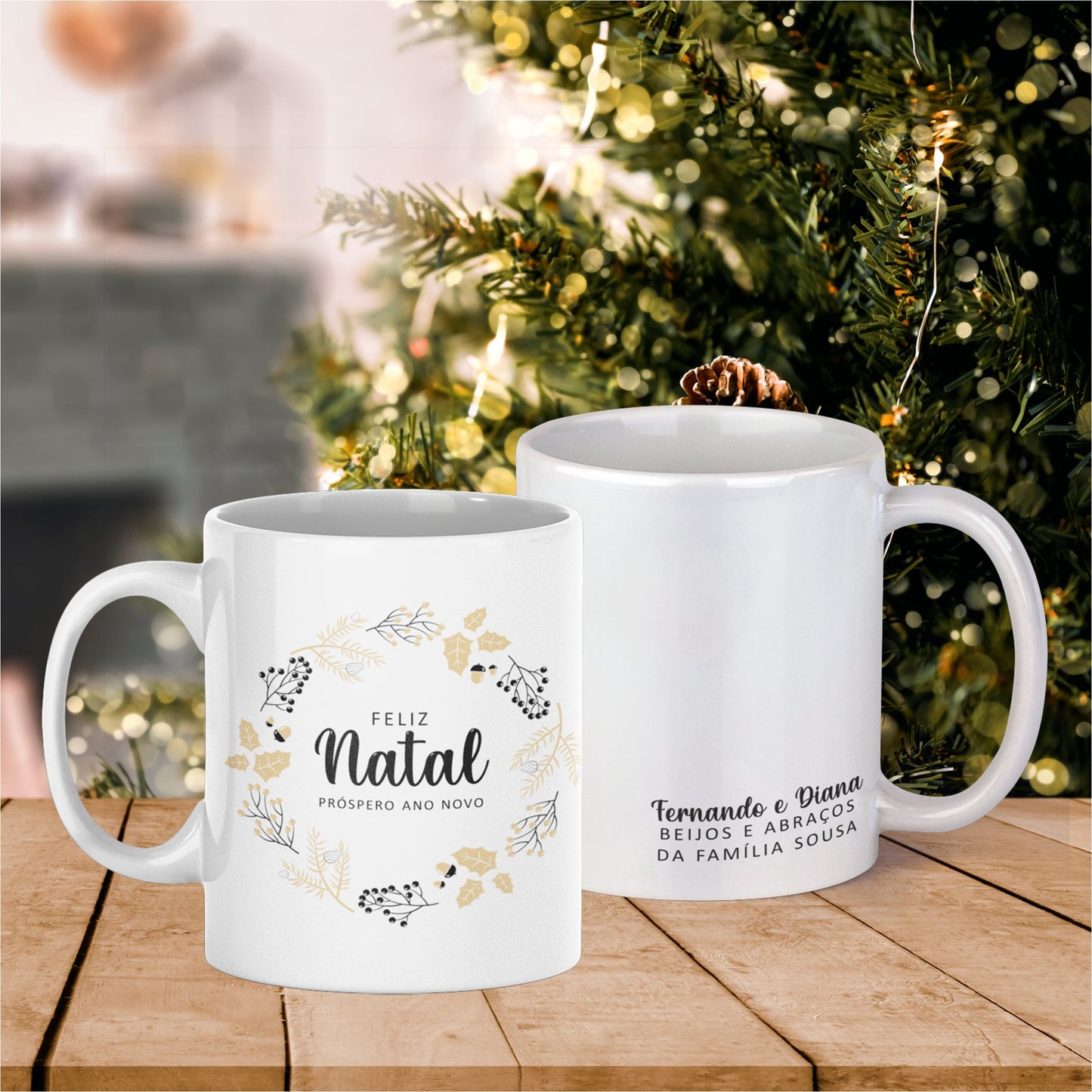 Caneca "Feliz Natal e Próspero Ano Novo"